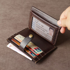 Genuine Leather Mens Cool Slim Front Pocket Wallet Leather Wallet Men Small Wallets  for Men