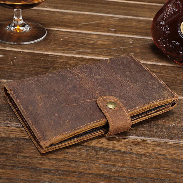 Cool Brown Vintage Mens Leather Long Wallet Bifold Long Wallet for Men - iwalletsmen