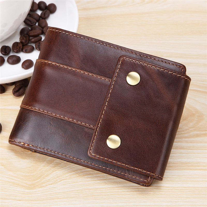 Cool Brown Leather Men's Trifold Small Wallet Multi-cards billfold Wallet For Men - iwalletsmen