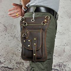 Cool Leather Utility Drop Leg Bag Belt Pouch Mens Waist Bag Shoulder Bag for Men - iwalletsmen