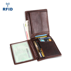 Chocolate Bifold Leather Mens Small Wallet billfold Wallet Driver's License Wallet for Men - iwalletsmen