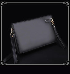 Handmade Black Tooled Chinese Dragon Leather Clutch Wristlet Bag Messenger Bags Side Bag For Men - iwalletsmen