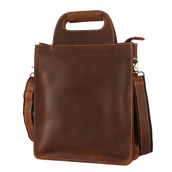Vintage Leather Mens Briefcase Work Handbags Shoulder Bags Work Bag For Men - iwalletsmen