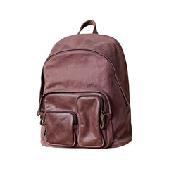 Cool Red Canvas Leather Mens Womens Backpack Canvas Brown Travel Canvas Backpack School Backpack for Women - iwalletsmen
