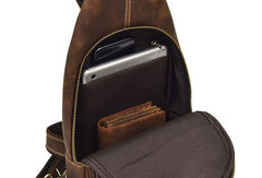 Cool Leather Chest Bag Sling Bag Sling Crossbody Bag Travel Bag Hiking Bags For Men - iwalletsmen