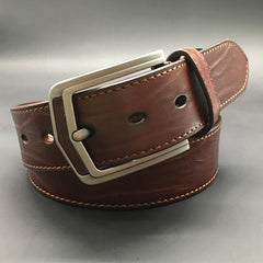 Handmade Cool Dark Red Brown Leather Mens Belt Light Red Brown Leather Belt for Men - iwalletsmen