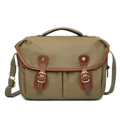 Canvas Leather Mens 14'' Waterproof Army Green CANON CAMERA Khaki Messenger Bag NIKON CAMERA Side BAG DSLR CAMERA BAG - iwalletsmen