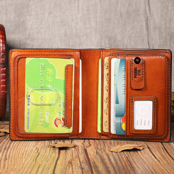 Brown Leather Mens Cool billfold Leather Wallet Men Small Bifold Wallets for Men - iwalletsmen