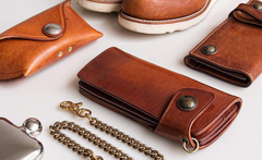 Handmade Mens Cool Leather Chain Wallet Biker Trucker Wallet with Chain for Men - iwalletsmen