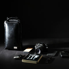 Cool Leather Men's Black Sling Bag One Shoulder Backpack Chest Bag For Men - iwalletsmen