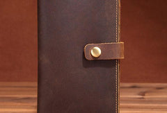 Handmade Cool Leather Wallets Long Leather Wallet Bifold Long Wallet For Men - iwalletsmen