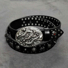 Badass Mens Leather Lizard Rivet Rock Punk Belt Motorcycle Belt Leather Belt For Men - iwalletsmen