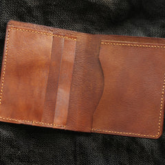 Cool Brown Leather Mens Vertical Small Wallet billfold Wallet Bifold Slim Wallet For Men - iwalletsmen