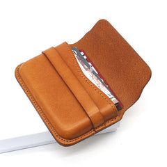 Brown Leather Mens Card Wallet Front Pocket Wallets Cool Small Change Wallet for Men - iwalletsmen