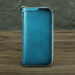 Green Mens Leather Cards Long Wallets Lot of Cards Black Zipper Long Wallet Cards Wallet for Men - iwalletsmen