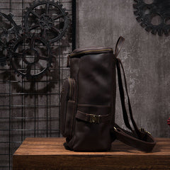 Cool Coffee Mens Leather Hiking Backpack Travel Backpack Leather Backpack for Men - iwalletsmen
