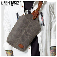 Waxed Canvas Sling Backpack Men's Sling Bag Navy Blue Chest Bag Waxed Canvas One shoulder Backpack For Men - iwalletsmen