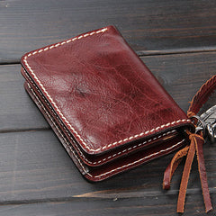 Handmade Leather Mens Chain Biker Wallet Cool Leather Wallet Wrist Wallets for Men