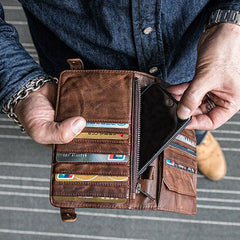 Genuine Leather Mens Cool billfold Leather Wallet Men Cards Wallets Bifold for Men