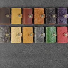Handmade Leather Floral Mens Cool billfold Wallet Card Holder Small Card Slim Wallets for Men