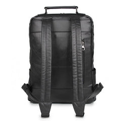 Black Leather Men's 14 inches Large Computer Backpack Black Large Travel Backpack Black Large College Backpack For Men - iwalletsmen