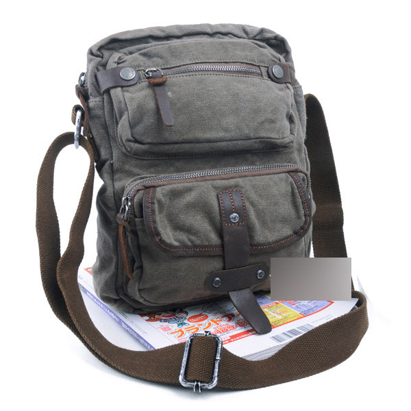 Canvas Black Mens Vertical Postman Bags Canvas Messenger Bags Khaki Courier Bag For Men - iwalletsmen