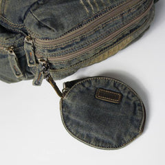Blue Denim Mens Small Wallet billfold Wallet Keychain Wallet Coin Purse For Men - iwalletsmen