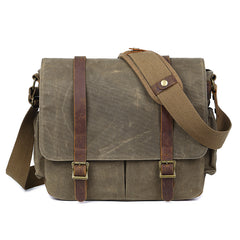 Canvas Leather Mens Waterproof 14'' Green CANON CAMERA Khaki Messenger Bag NIKON CAMERA Side BAG Gray DSLR CAMERA BAG - iwalletsmen