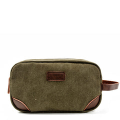 Waxed Canvas Leather Mens Women's Cosmetic Bag Clutch Bag Handbag Storage Bag Wash Bag For Men - iwalletsmen