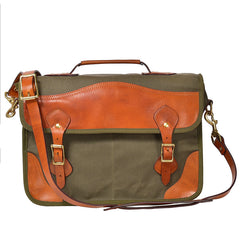 Canvas Leather Mens 14‘’ Army Green Briefcase Side Bag Retro Messenger Bag Shoulder Bag For Men - iwalletsmen