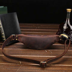 Vintage Brown Leather Men's Fanny Pack Waist Bag Brown Hip Pack Chest Bag For Men - iwalletsmen