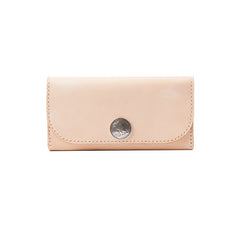 Beige Handmade Leather Mens Long Wallet Bifold Clutch Wallets Long CellPhone Wallet For Men - iwalletsmen