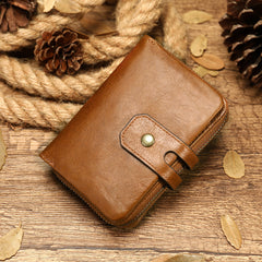 Cool Brown Leather Men's Black billfold Small Wallet Black Bifold Wallet For Men - iwalletsmen