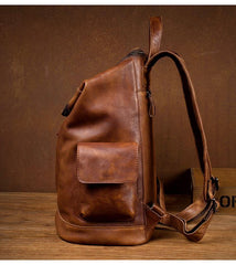 Cool Brown Mens Leather 15-inch Computer Backpacks Fashion Travel Backpacks School Backpack for men - iwalletsmen