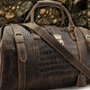 Cool Dark Brown Leather Men Alligator Pattern Doctor Bag Travel Bags Weekender Bags For Men - iwalletsmen