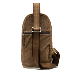 Badass Brown Leather Men's Sling Bag Chest Bag 8-inches One shoulder Backpack For Men - iwalletsmen