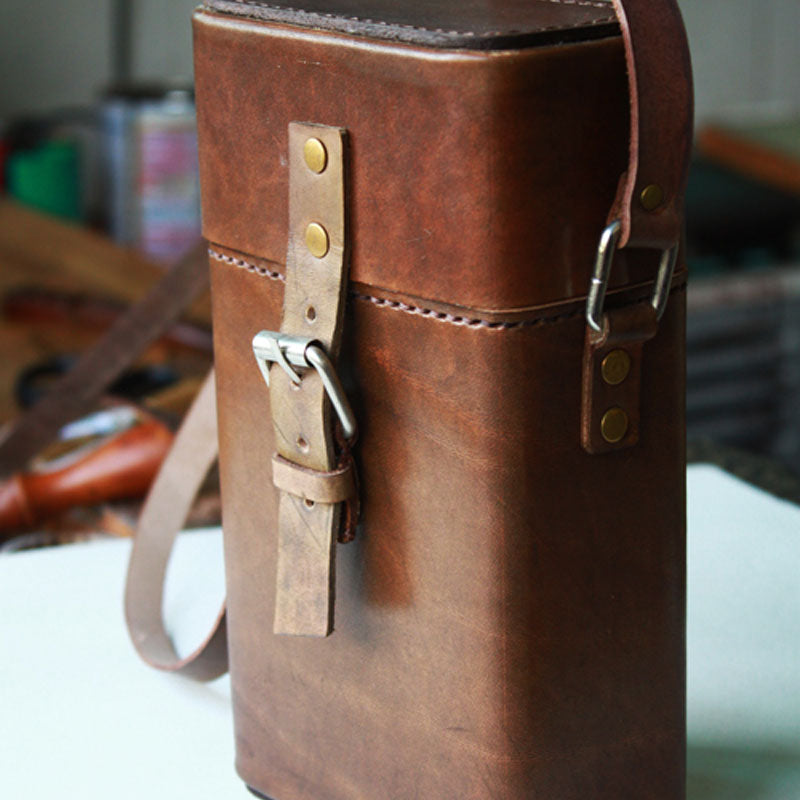 Handmade Leather Mens Small Box Bag Shoulder Bag Messenger Bag for