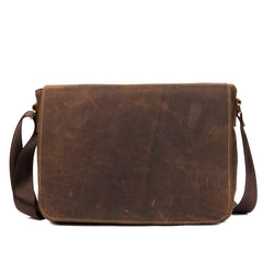 Dark Brown Leather 13 inches Mens Messenger Bags Courier Bags Postman Bag for Men - iwalletsmen