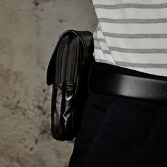 Small Mens Leather Belt Pouch Side Bag Holster Belt Case Waist Pouch for Men - iwalletsmen