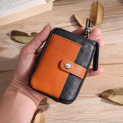 Leather Mens Card Wallets Cool Small Zipper Card Wallet Key Wallet with Belt Clip For Men - iwalletsmen