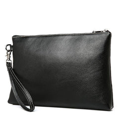 Black Leather Mens Wristlet Wallet Bag Zipper Clutch Wallet For Men - iwalletsmen