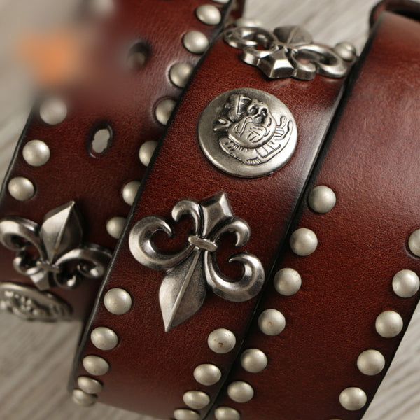 Handmade Genuine Custom Punk Biker Leather Mens Leather Men Belt for Men - iwalletsmen