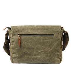 Fashion Waxed Canvas Leather Mens Army Green Side Bags Messenger Bags Khaki Casual Canvas Courier Bag for Men - iwalletsmen