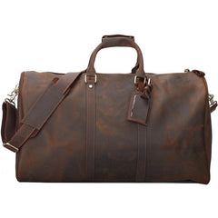 Vintage Brown Leather Mens Casual Large Travel Bags Shoulder Weekender Bags Duffle Bag For Men - iwalletsmen