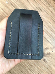 Handmade Black Leather Classic Zippo Lighter Case Standard Zippo Lighter Holder Pouch For Men - iwalletsmen