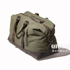 Mens Waxed Canvas Leather Weekender Bag Canvas Overnight bag Travel Bag for Men - iwalletsmen