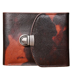 Handmade Leather Mens Graffiti Trifold billfold Wallet Vertical Small Card Wallet For Men - iwalletsmen