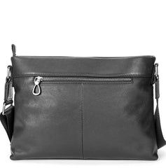 Black Casual Leather Mens 10 inches Side Bag Postman Bag Black Messenger Bag Courier Bag for Men - iwalletsmen