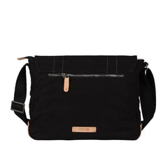 Black Canvas Leather Mens Side Bag Messenger Bags Navy Blue Canvas Courier Bags for Men - iwalletsmen