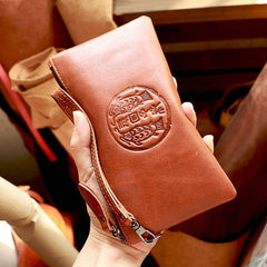 Vintage Black Leather Mens Phone Wallet Clutch Bag Wristlet Bag Zipper Long Wallet For Men - iwalletsmen